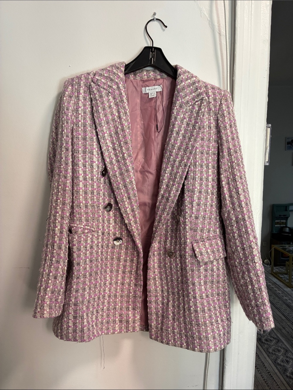 Primark Pink Tweed Double-Breasted Blazer